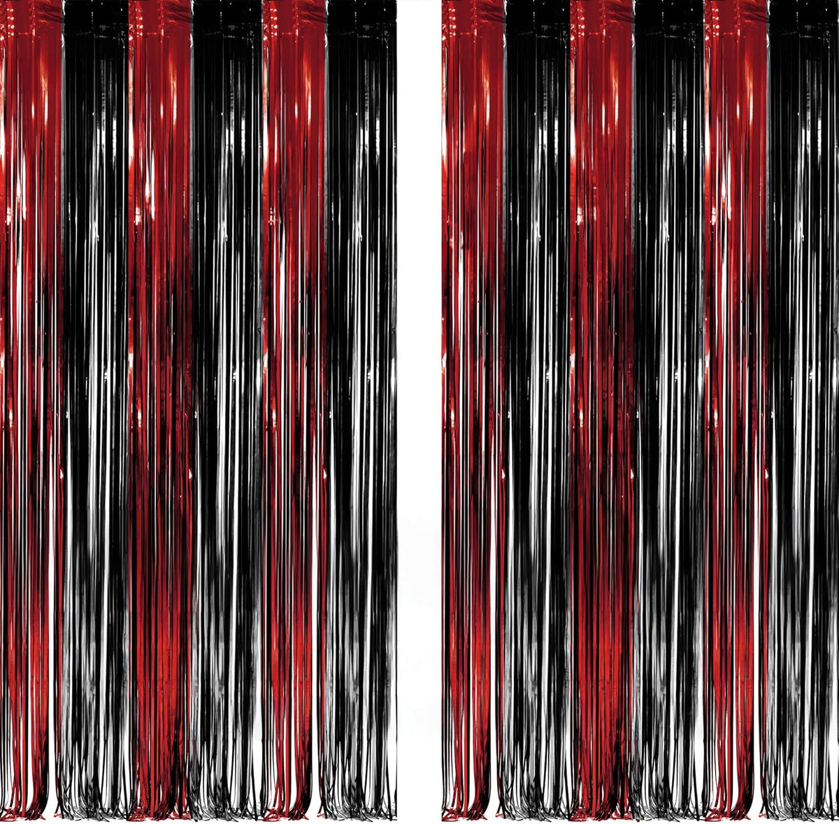 Black Red Party Streamers Backdrop - GREATRIL Foil Fringe Tinsel for Stranger/Friday