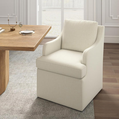 VKNOW Upholstered Dining Chairs Set of 4, Modern Kitchen Chairs Dinner Chairs with 4 Casters, Linen