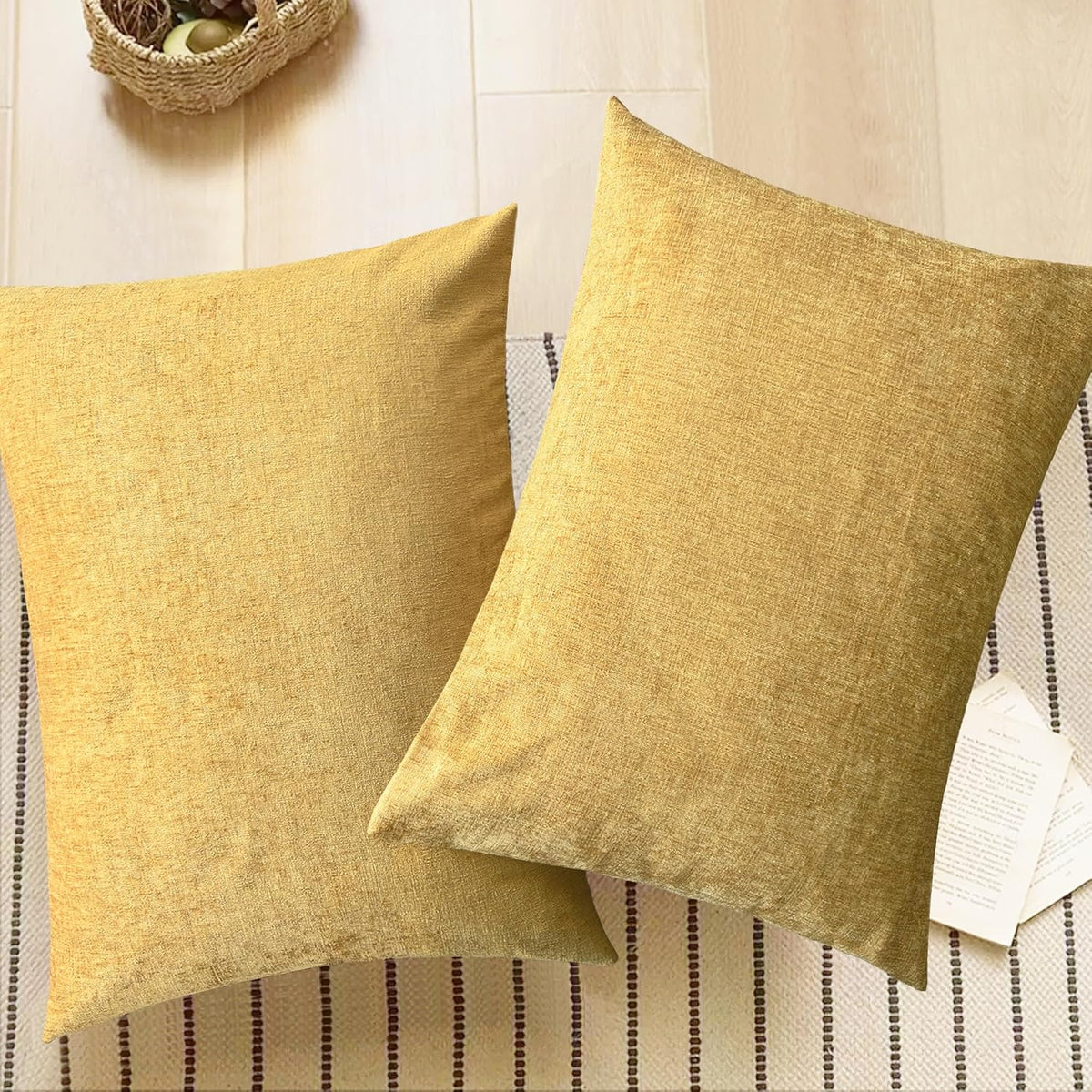 CaliTime Throw Pillow Covers Decorative 20 X 26 Inches Pack of 2 Cozy Chenille Standard Pillow