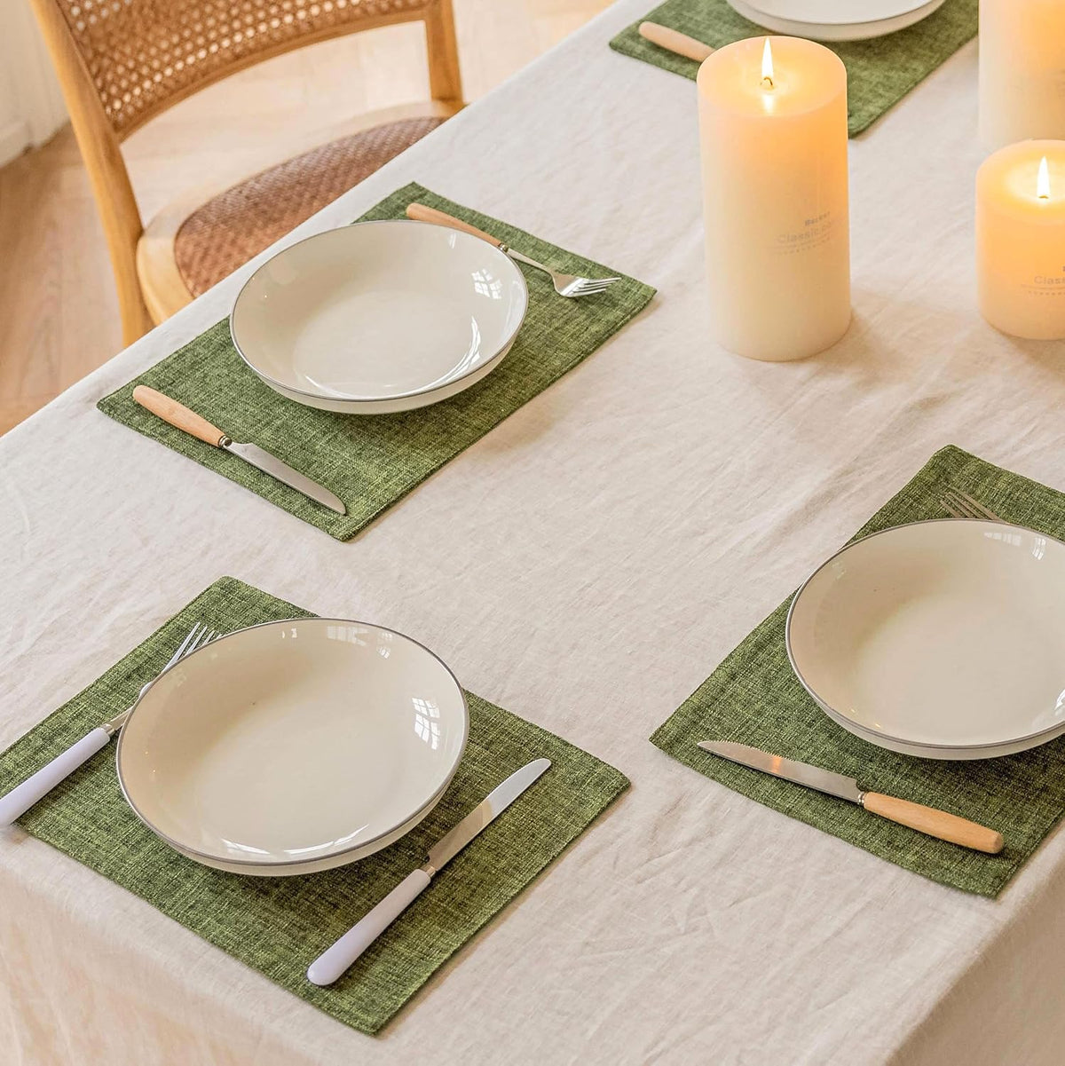 Home Brilliant Linen Cloth Placemats Set of 4 Heat Resistant Dining Table Place Mats Table Mat