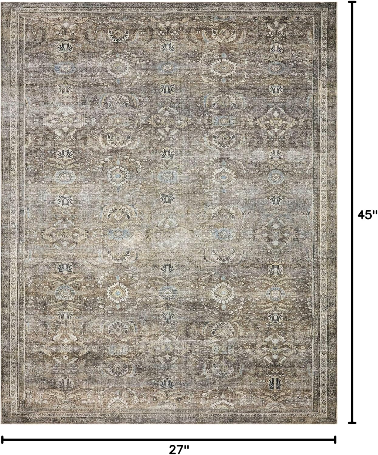 Loloi Layla Collection LAY-13 Antique/Moss 2'-3" x 3'-9" .13" Thick Accent Rug, Soft, Durable