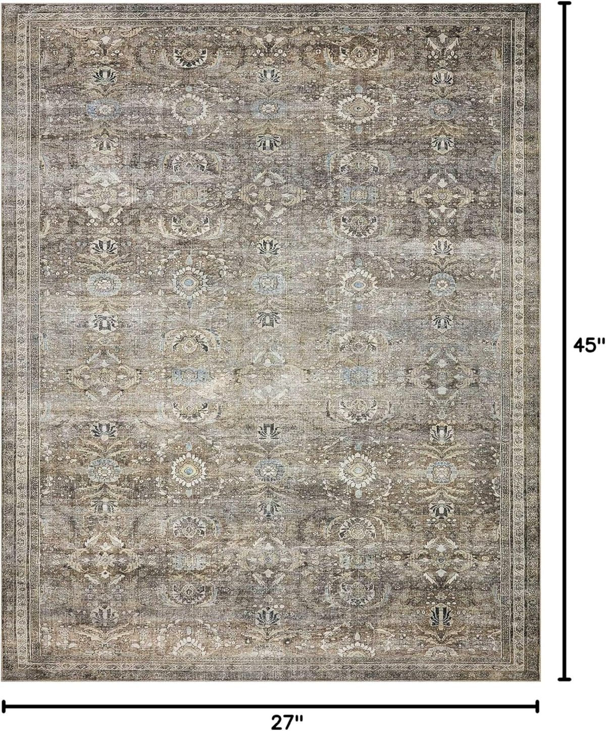 Loloi Layla Collection LAY-13 Antique/Moss 2'-3" x 3'-9" .13" Thick Accent Rug, Soft, Durable