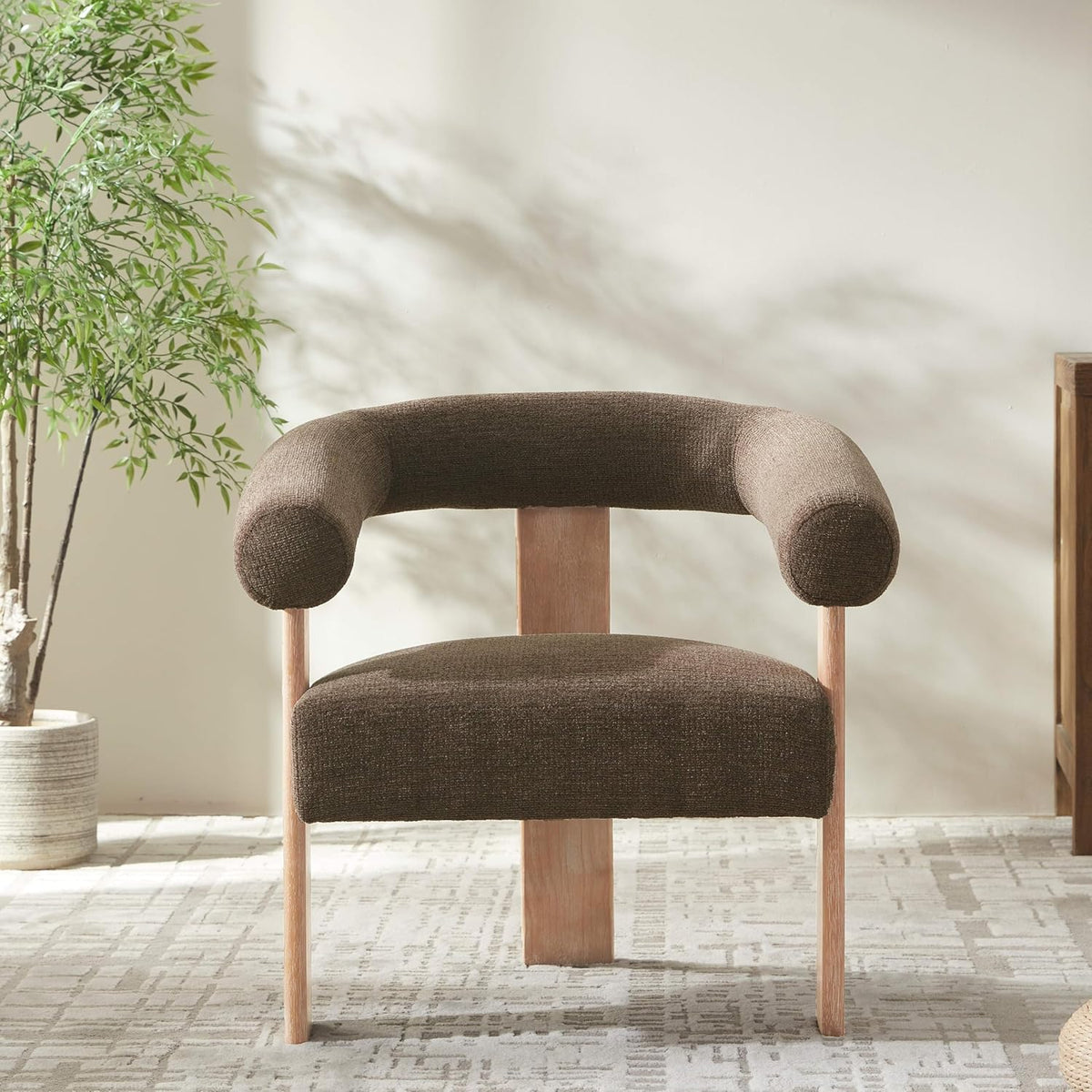 VKNOW Accent Chair Living Room Chair, Modern Upholstered Armchair with Solid Wood Legs, Comfy