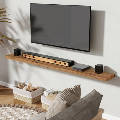 72" Floating Shelves for Wall, Rustic Elm Wood Floating Shelf for Home Decor, Wall-Mounted Display