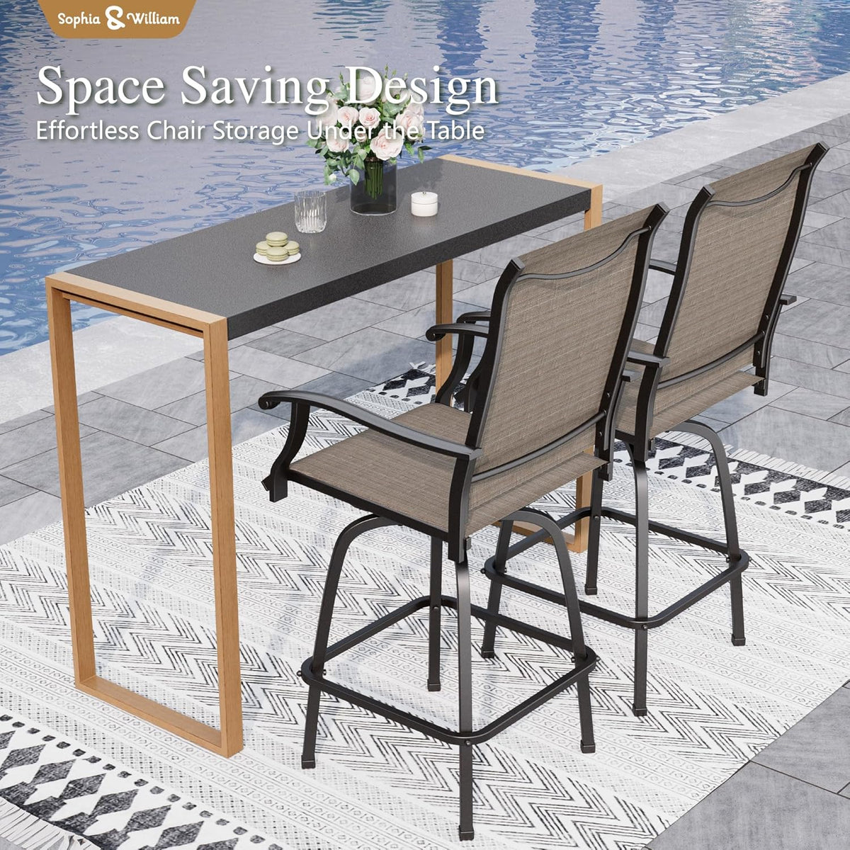 Sophia & William Bar Table,Bar Height Pub Table Counter Height Bar Table,Larimar Tabletop and