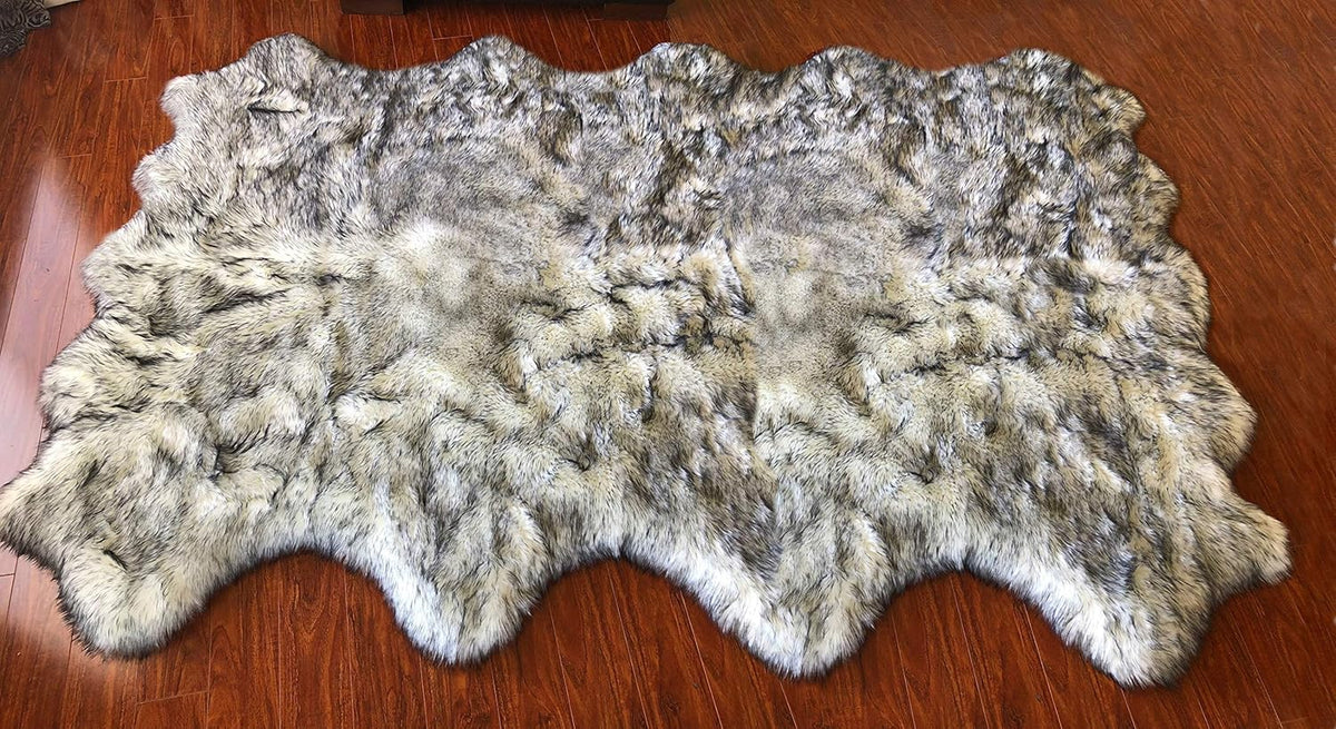 LAMBZY Faux Sheepskin Hypoallergenic Free Shape Silky Shag Rug, Luxury Shaggy Plush Carpet for