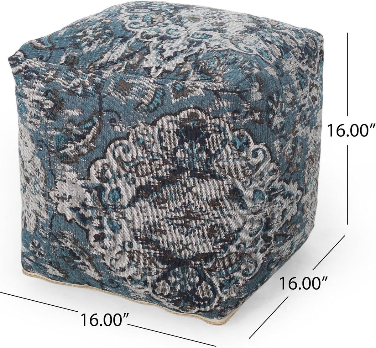 GDFStudio Boho Handmade Fabric Cube Pouf Ottoman Foot Stool - Bean Bag Floor Chair - Foot Rest