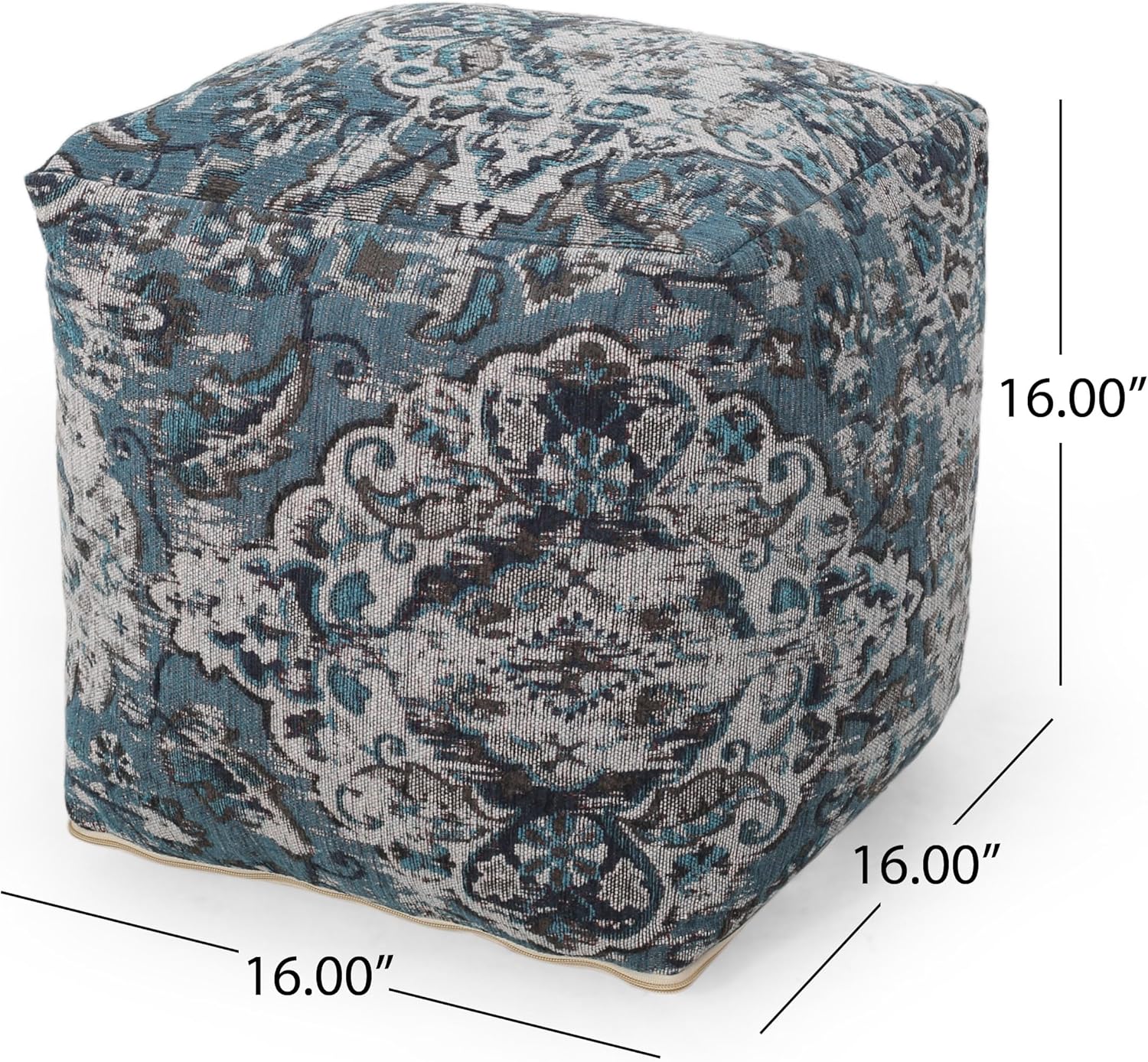 GDFStudio Boho Handmade Fabric Cube Pouf Ottoman Foot Stool - Bean Bag Floor Chair - Foot Rest