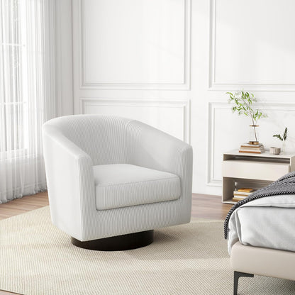 Swivel Barrel Accent Chair, Modern Round Corduroy Fabric Arm Chair for Living Room, Bedroom, Comfy