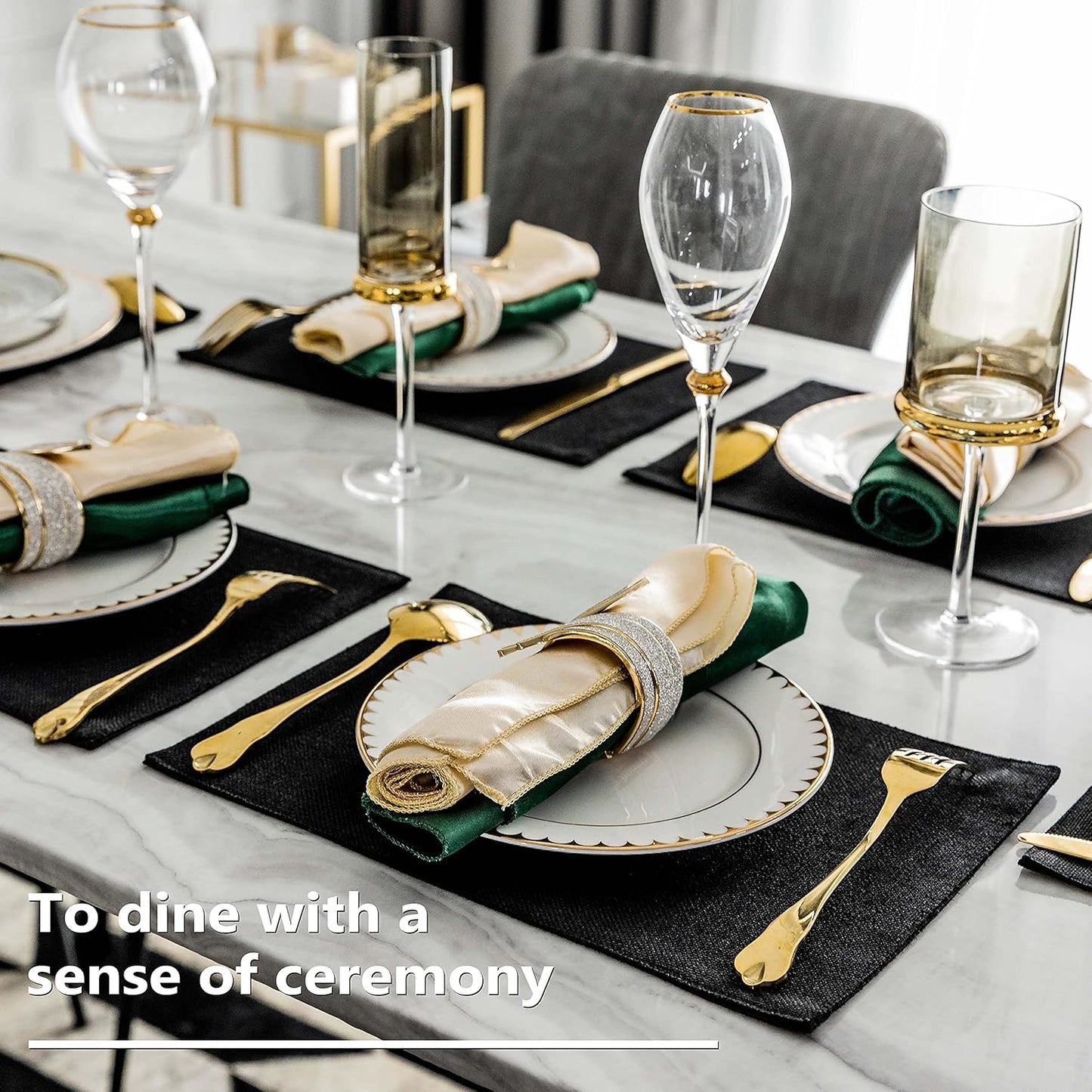 Home Brilliant Black Placemats Set of 8 Heat Resistant Halloween Table Mats Cloth Dining Spring
