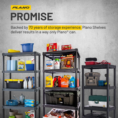 Plano 5-Shelf Extra Heavy Duty Plastic Storage Shelves, 72.5” x 36” x 24”, 1000lb Capacity, Pantry