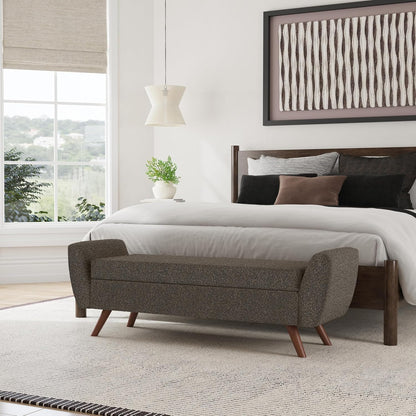 HomePop Modern Storage Bench with Wood Legs Home Décor|Bench with Storage for Living Room & Bedroom