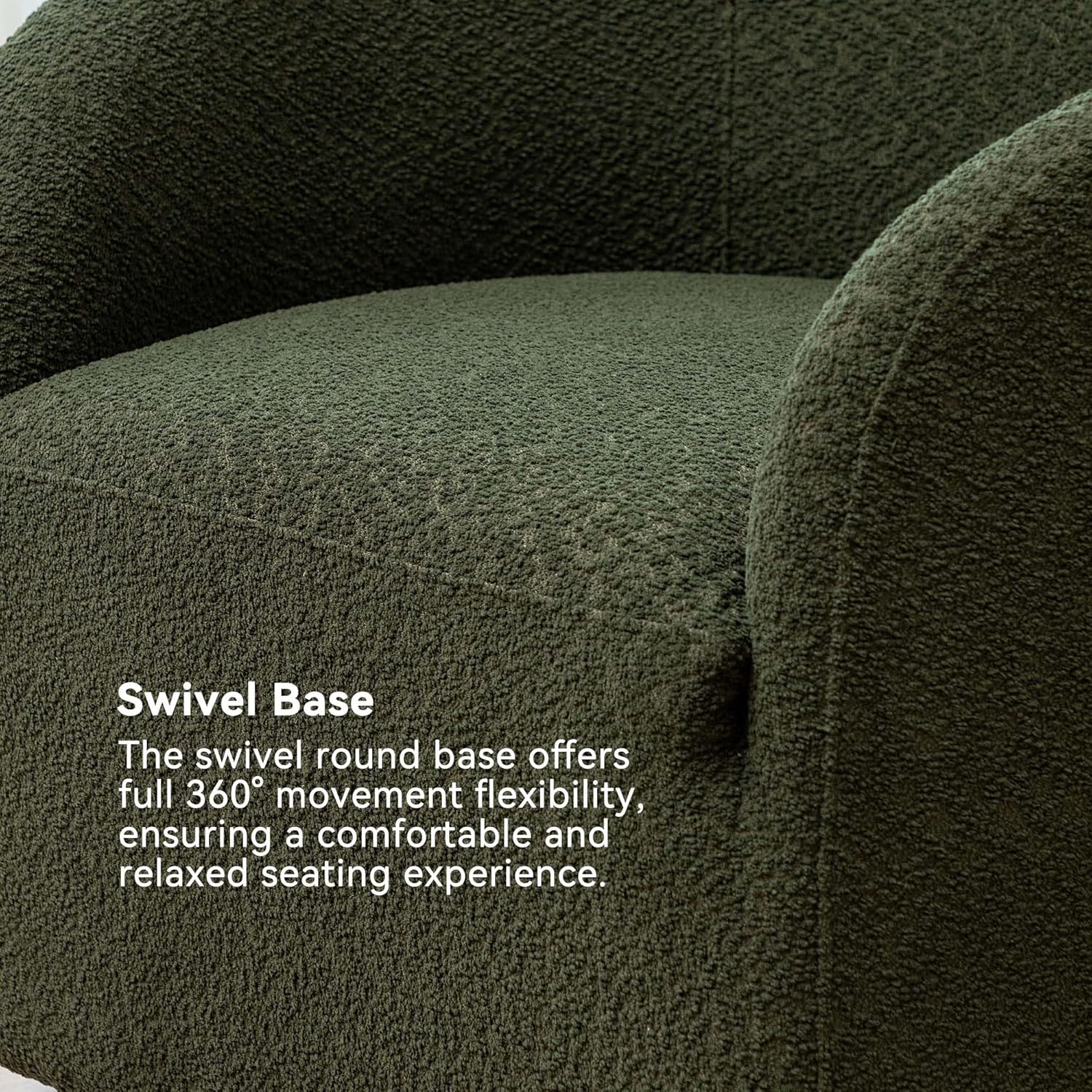 KINWELL 32" Wide Modern Boucle Swivel Barrel Chairs Set of 2, No Assembly Round Upholstered Swivel