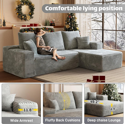 HYJT-H&K Modular Sectional Sofa Cloud Secttional Couch, 107" Comfy L Shaped Couches for Living