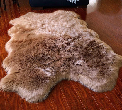 LAMBZY Faux Sheepskin Hypoallergenic Free Shape Silky Shag Rug, Luxury Shaggy Silky Plush Carpet