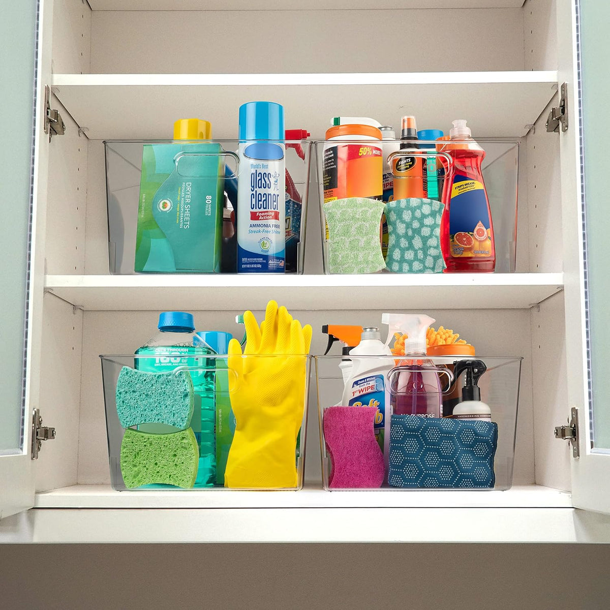 ClearSpace Clear Plastic Storage Bins – XL 4 Pack Perfect for Kitchen,Fridge, Pantry Organization