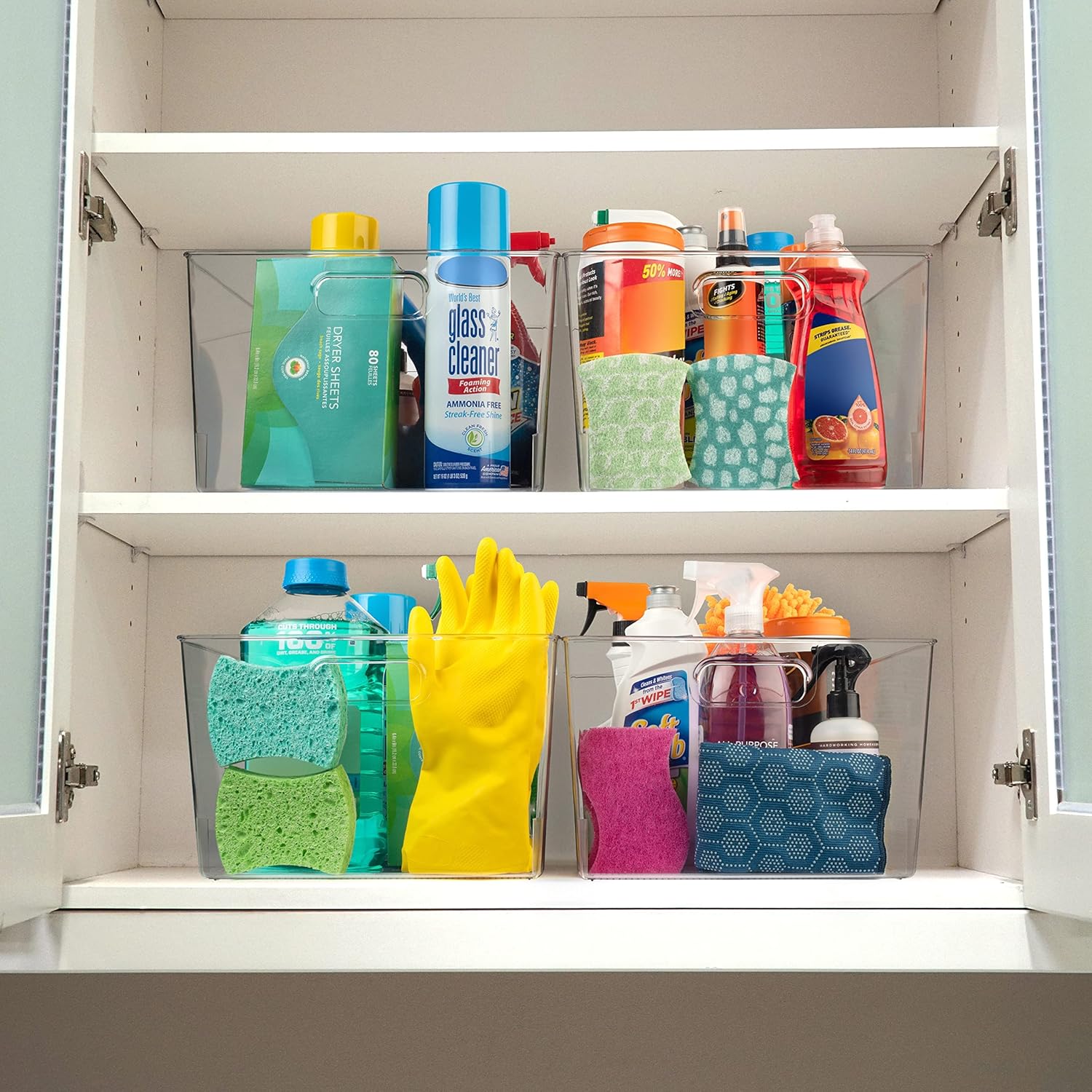 ClearSpace Clear Plastic Storage Bins – XL 4 Pack Perfect for Kitchen,Fridge, Pantry Organization