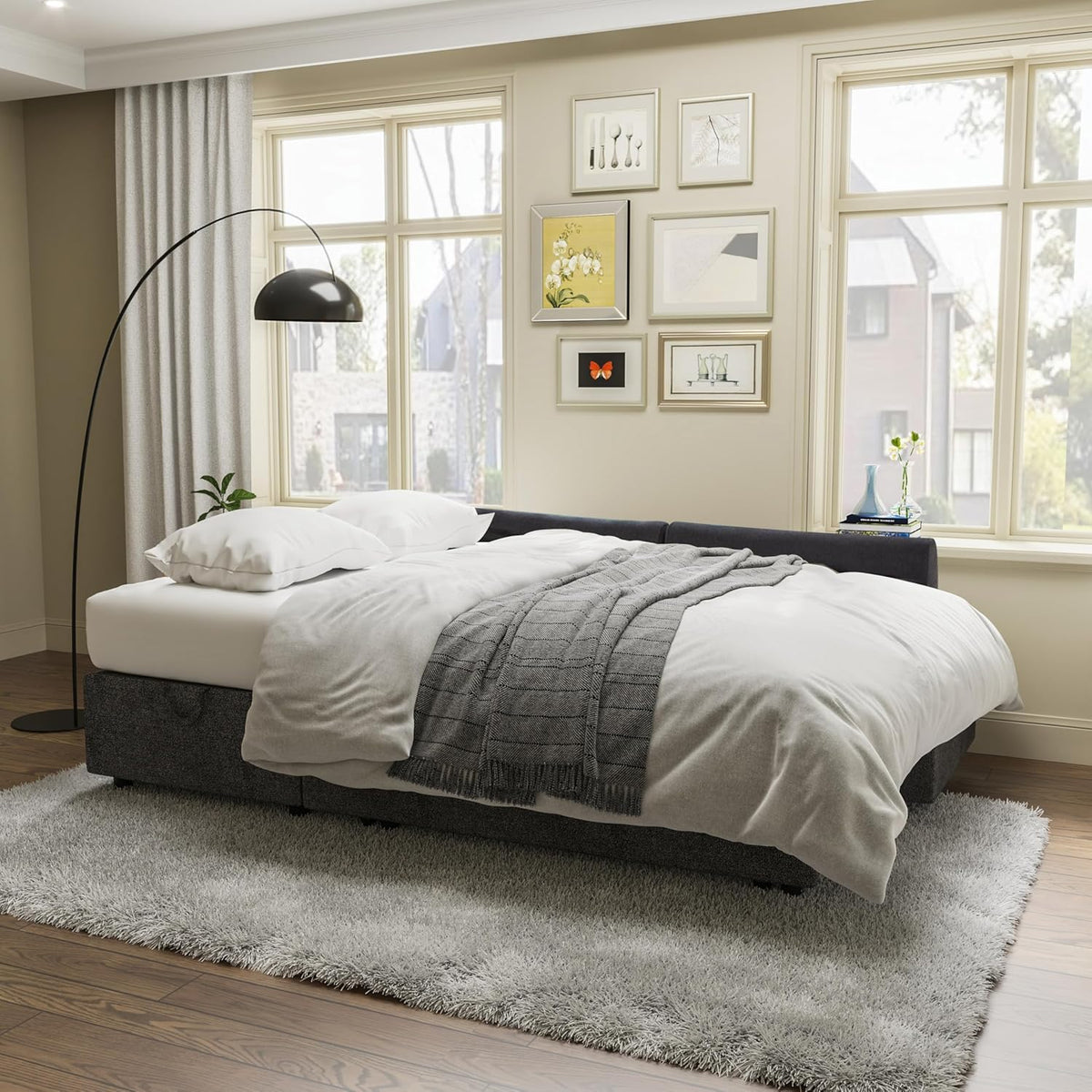 VanAcc Sleeper Sofa, Sofa Bed- 2 in 1 Pull Out Couch Bed with Storage Chaise, Sleeper Couch for