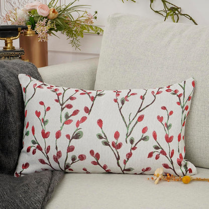 YOUR SMILE Classical Embroidery Jacquard Christmas Red Square Decorative Throw Pillow Case Cushion