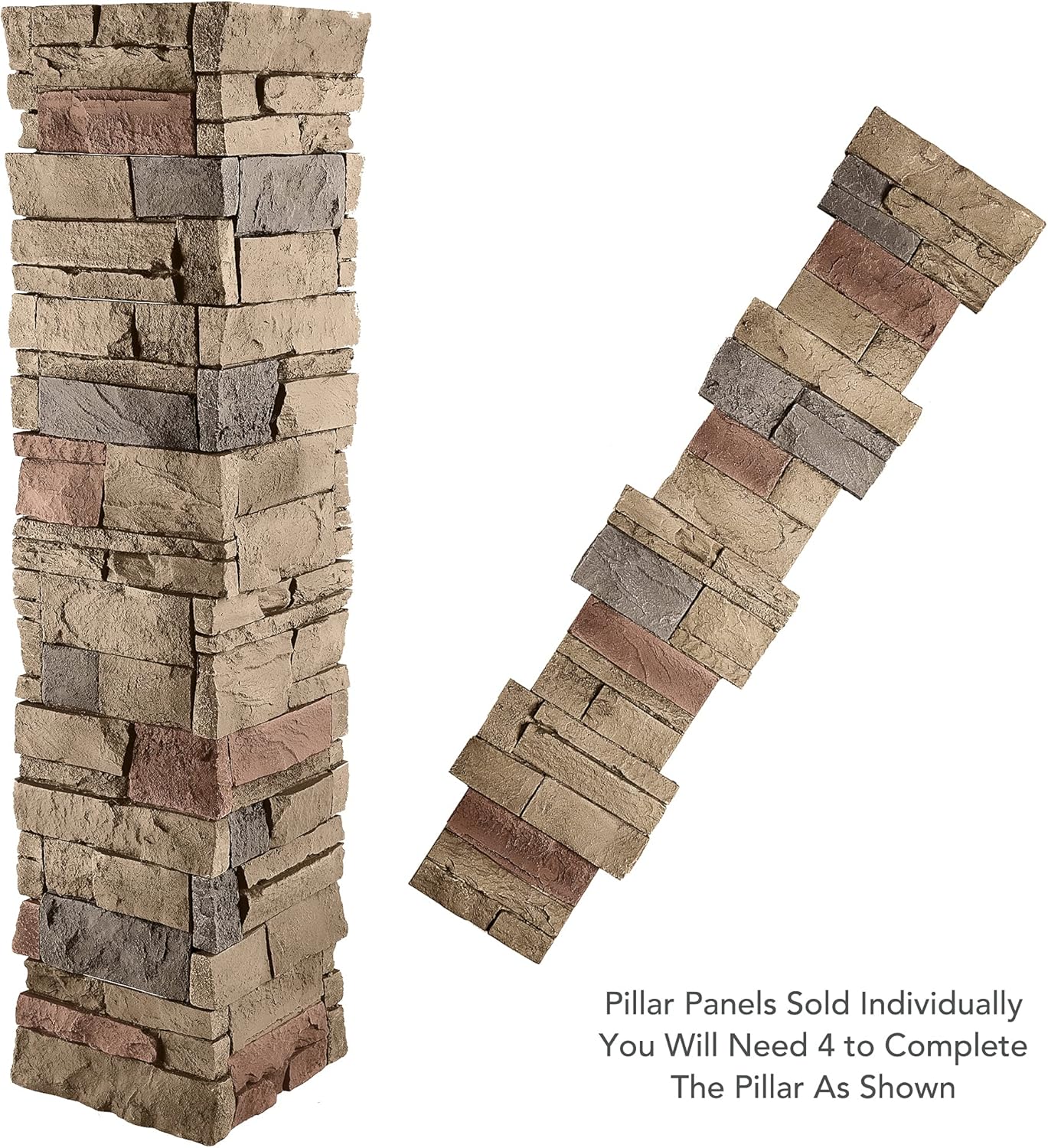 GenStone Faux Stacked Stone Flat Pillar Cap 13.5" x 13.5" x 1.75" in Desert Sunrise Color for Do It