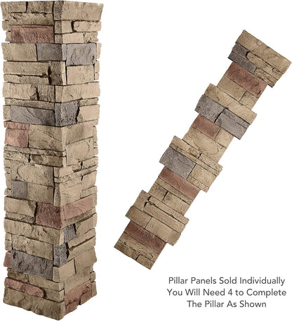 GenStone Faux Stacked Stone Flat Pillar Cap 13.5" x 13.5" x 1.75" in Desert Sunrise Color for Do It