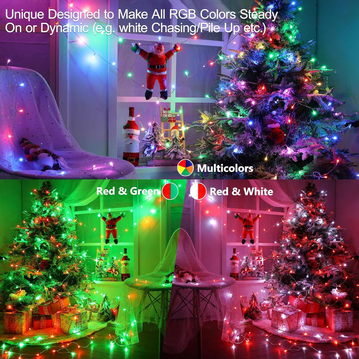 BrizLabs RGB String Lights, Color Changing Orange Purple Halloween Lights, 100 LED 33ft USB