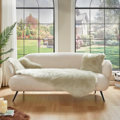 AMTOVO Faux Sheepskin Rug, Light Grey Ultra Soft Fluffy Shag Area Rug, 2 x 6 ft Faux Fur Rug for