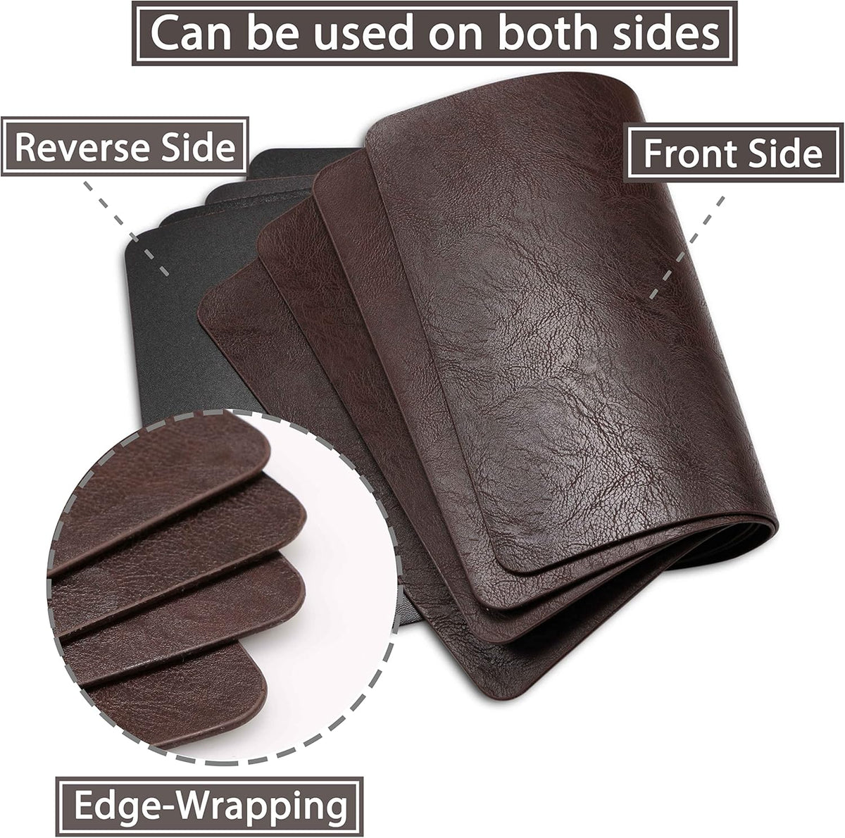 Set of 6 Faux Leather Placemats, PU Table Mats, Waterproof, Stain Resistant, Heat Resistant
