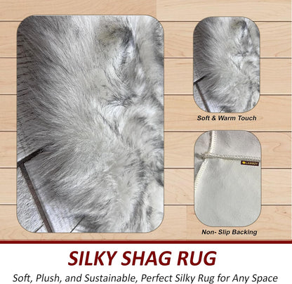 LAMBZY Faux Sheepskin Hypoallergenic Free Shape Silky Shag Rug, Luxury Shaggy Plush Carpet for