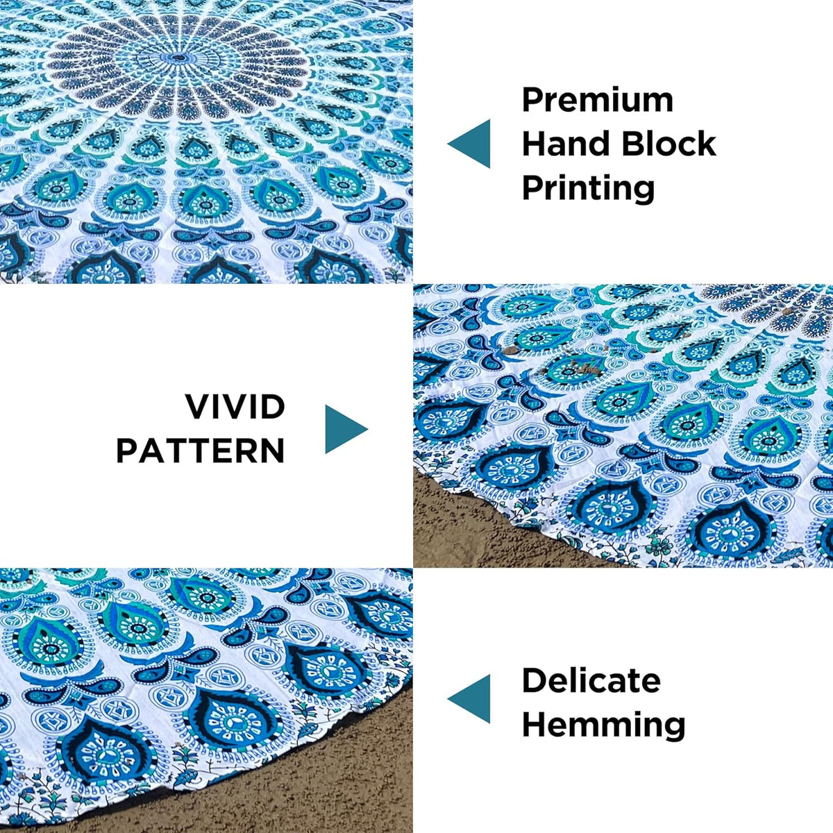 raajsee White Blue Tapestry- Best Mandala Wall Hanging- Bedding Tapestry For Bedroom Aesthetic-Size