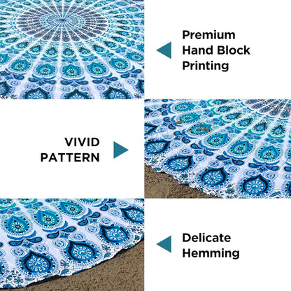 raajsee White Blue Tapestry- Best Mandala Wall Hanging- Bedding Tapestry For Bedroom Aesthetic-Size