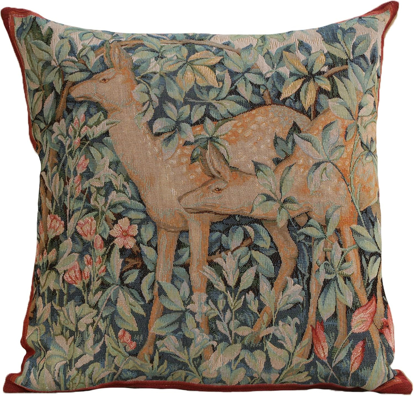 Charlotte Home Furnishings Decorative Tapestry Pillow Cover 19x19 in, Green Does Couch Throw Pillow