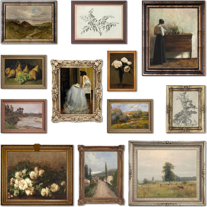 LANCHI95 12 Pcs Vintage Wall Art Decor, Vintage Art Prints, Vintage Posters for Room, Moody gallery