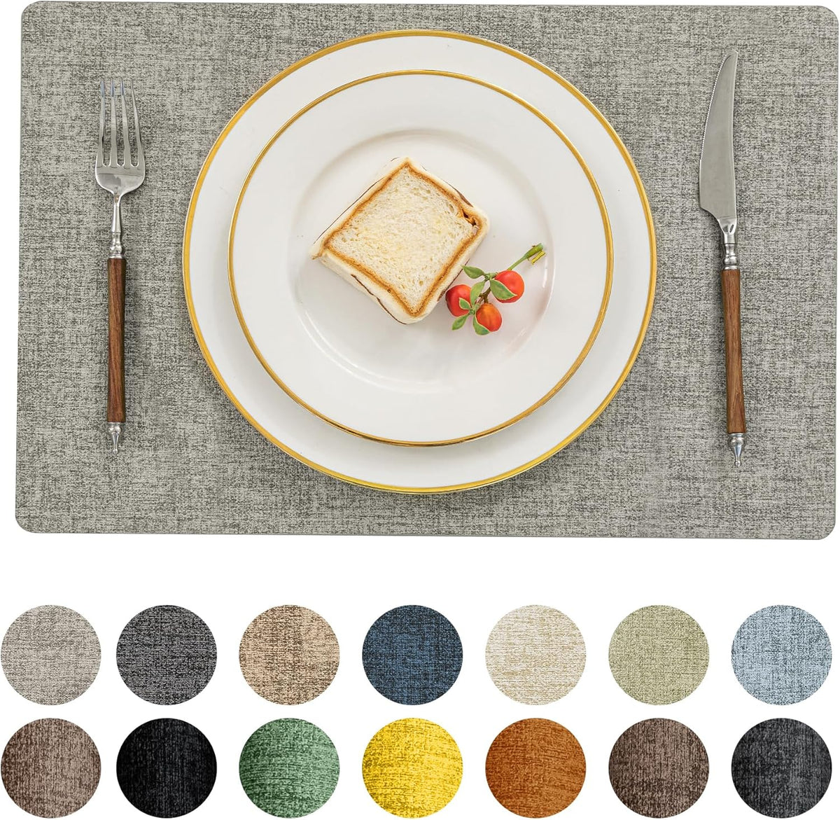 Romanstile Vinyl Placemats Set of 4-12 X 18 Inch - Heat Resistant Place Mats 100% Waterproof