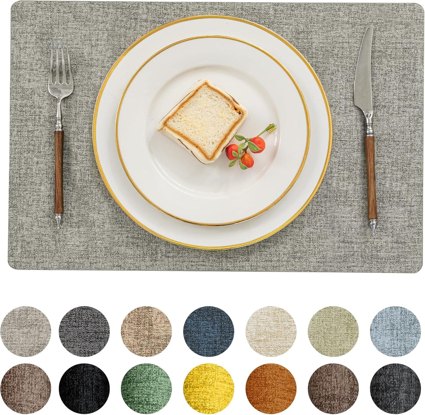 Romanstile Vinyl Placemats Set of 6-12 X 18 Inch - Heat Resistant Place Mats 100% Waterproof
