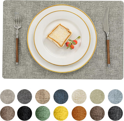 Romanstile Vinyl Placemats Set of 6-12 X 18 Inch - Heat Resistant Place Mats 100% Waterproof