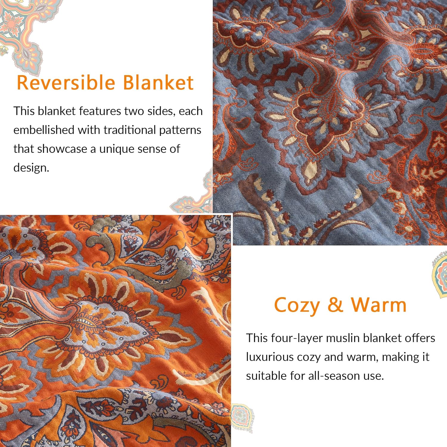 Boho Throw Blanket for Couch Sofa Bed, 100% Cotton Woven Quilt with Tassel 80”x90”, Super Soft
