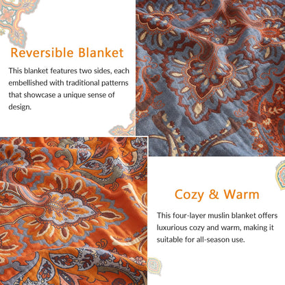 Boho Throw Blanket for Couch Sofa Bed, 100% Cotton Woven Quilt with Tassel 80”x90”, Super Soft