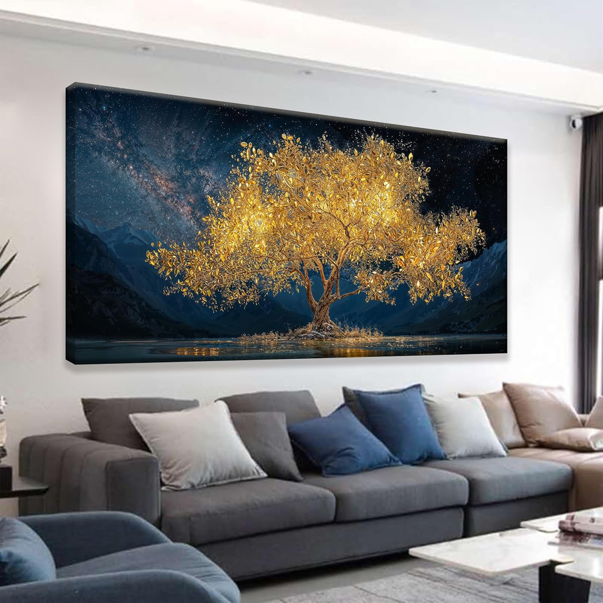 Tsomzxng Modern Canvas Wall Art Decor Print Paintings Gold Tree Of Life Landscape Painting Prints
