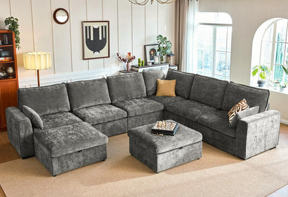 Oversized Modular Sofa Comfy Cloud Couch with Storage, Extra Deep Plush Sectional Sofa Set for