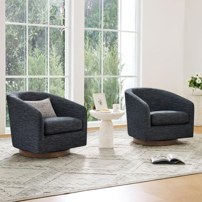 CHITA Swivel Accent Chair Set of 2, FSC Certified Upholstered Fabric Barrel Chair for Living Room