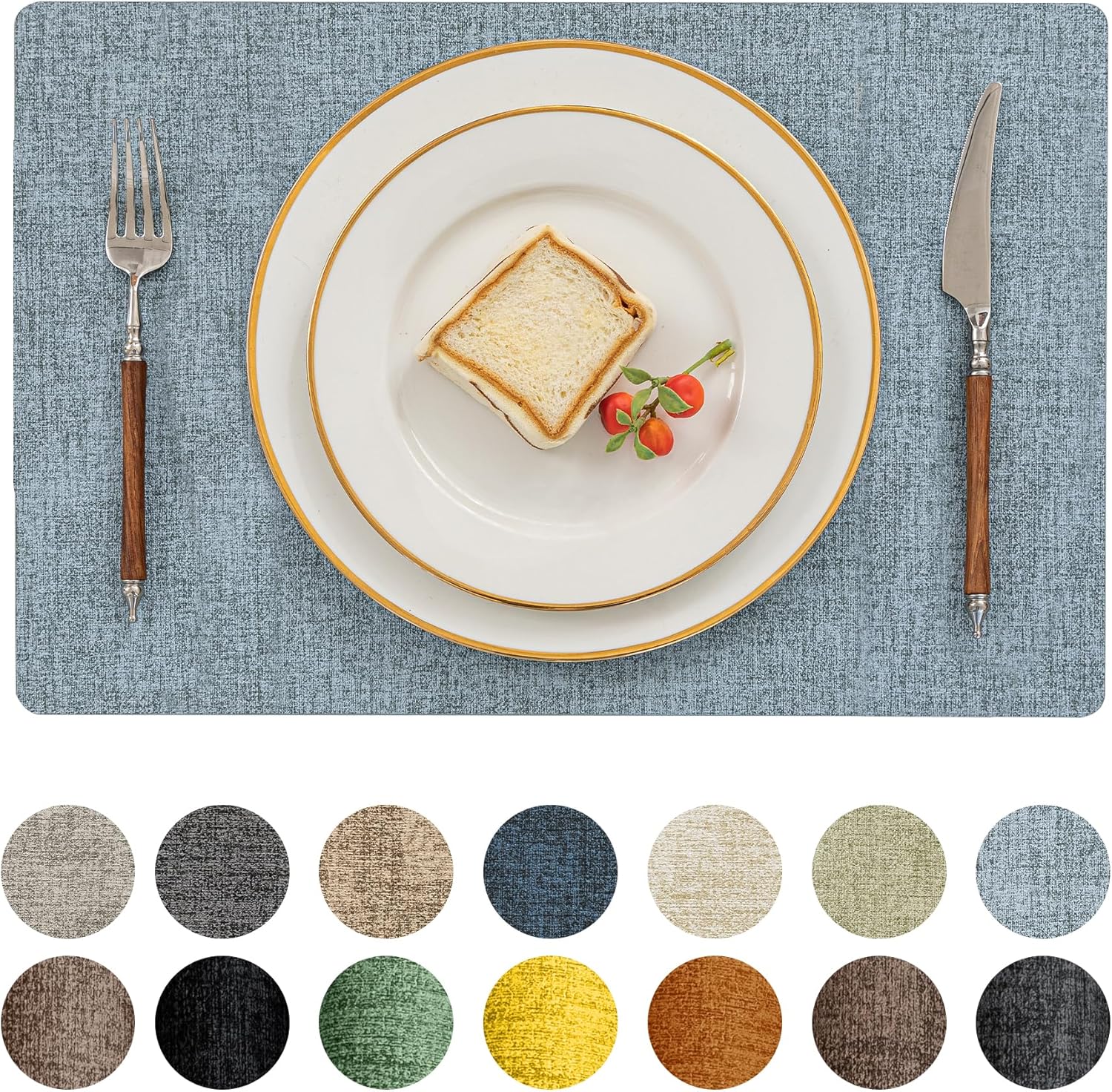 Romanstile Vinyl Placemats Set of 8-12 X 18 Inch - Heat Resistant Place Mats 100% Waterproof