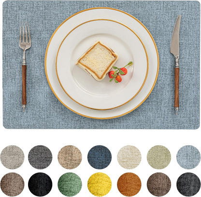 Romanstile Vinyl Placemats Set of 8-12 X 18 Inch - Heat Resistant Place Mats 100% Waterproof