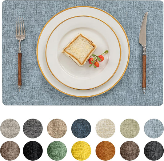 Romanstile Vinyl Placemats Set of 8-12 X 18 Inch - Heat Resistant Place Mats 100% Waterproof