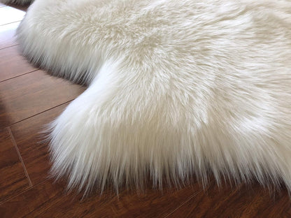 LAMBZY Faux Sheepskin Hypoallergenic Free Shape Silky Shag Rug, Luxury Shaggy Silky Plush Carpet