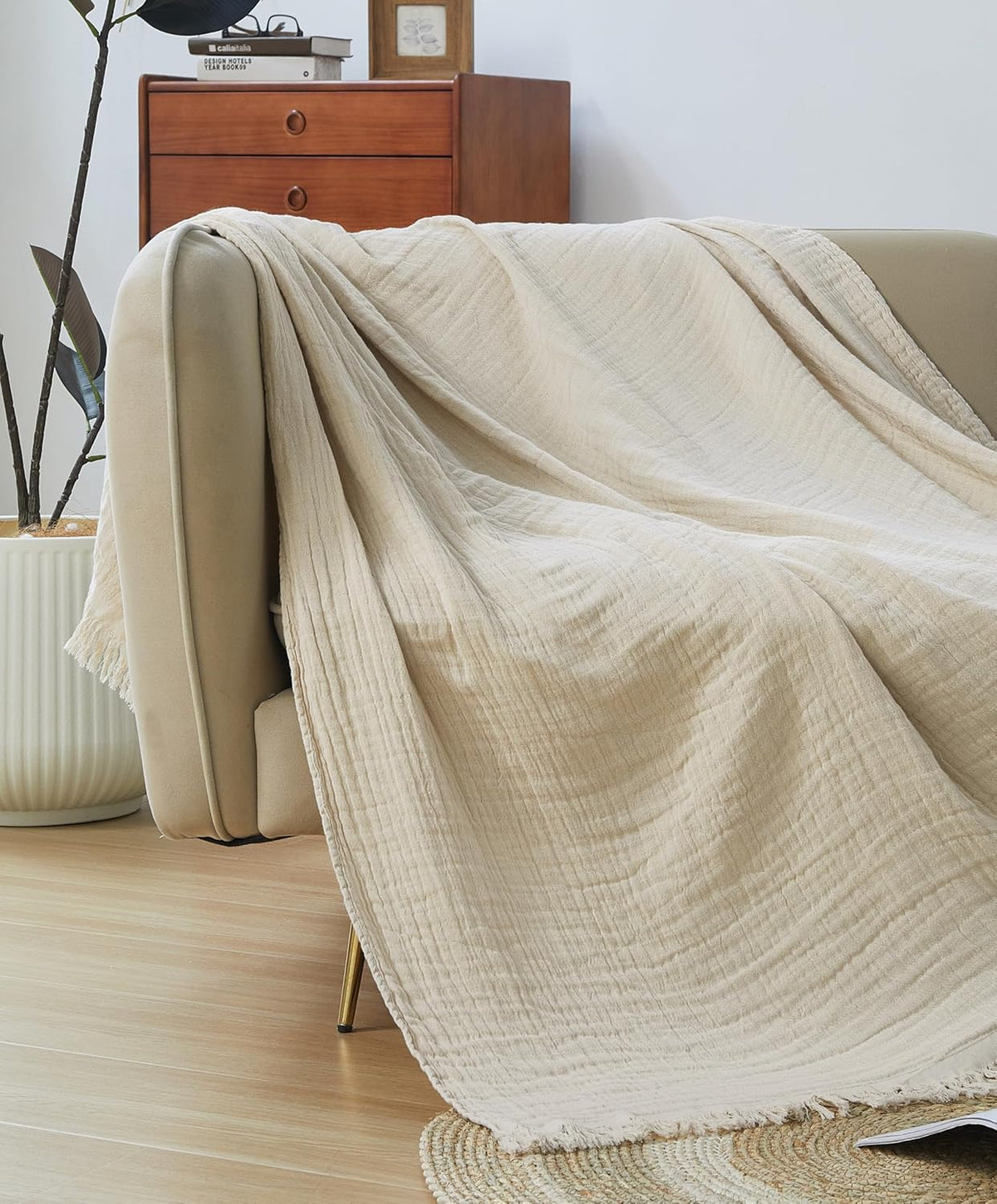 100% Cotton Muslin Throw Blanket for Bed, Couch, Small, Decorative, Soft, Pre-Washed, Breathable