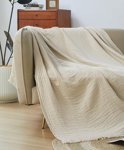 100% Cotton Muslin Throw Blanket for Bed, Couch, Small, Decorative, Soft, Pre-Washed, Breathable