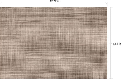 Placemats Set of 6 Washable Indoor/Outdoor Vinyl Place Mats for Dining Table Durable Non-Slip Heat