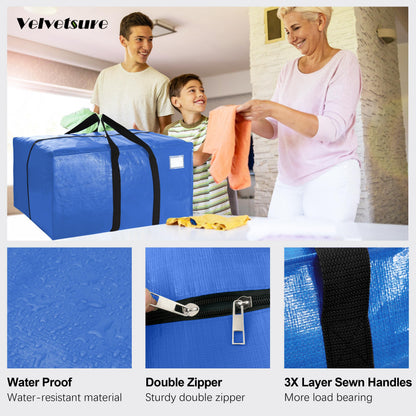 VELVETSURE 12 Pack Heavy Duty Extra Large Moving Bags W/Backpack Straps - Strong Handles & Zippers