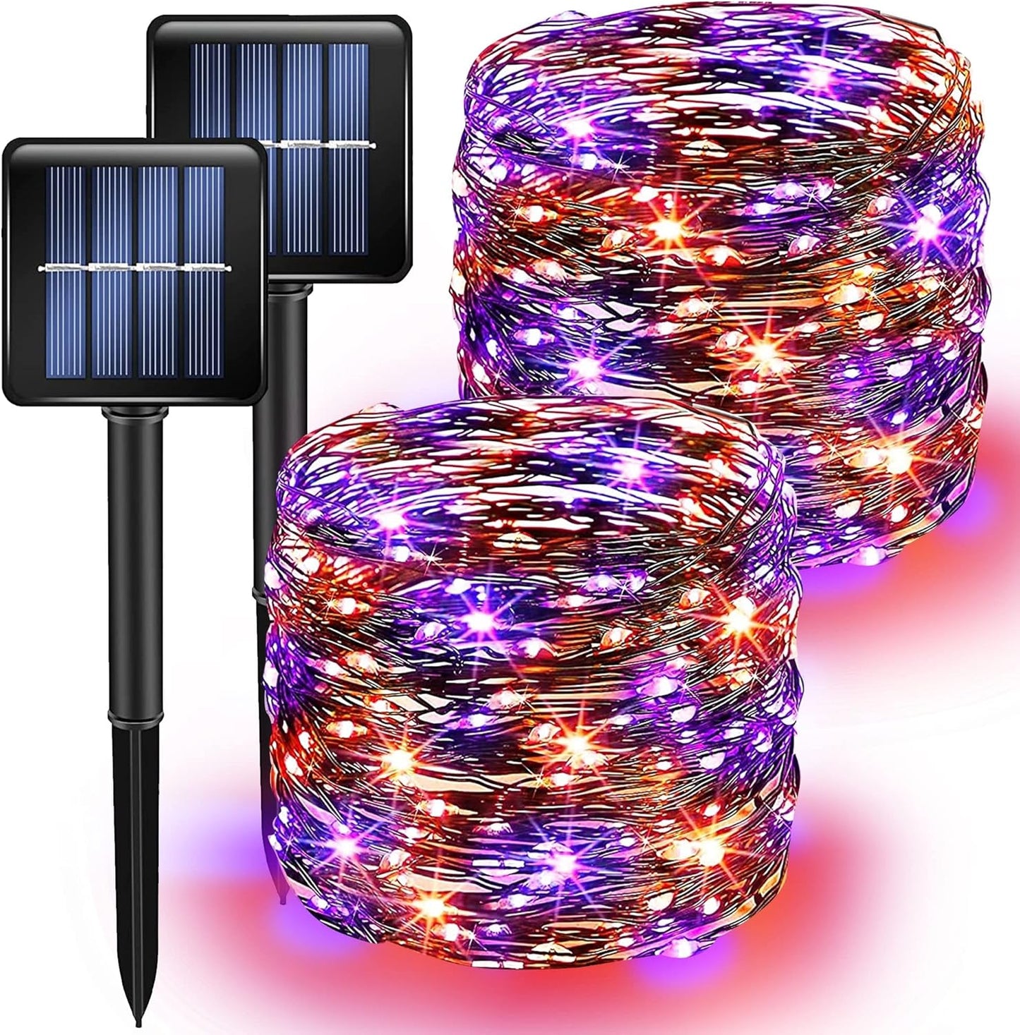 Purple and Orange Solar Halloween Lights Outdoor, Total 80 FT 240 LED Solar Powered Waterproof